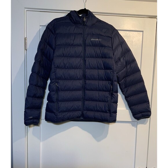Eddie Bauer Men’s Blue Down Puffer Jacket EB650 / Size Medium Zip Outdoors Coat - Picture 1 of 4